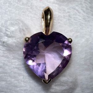 Gold and Purple Heart Pendant Necklace
